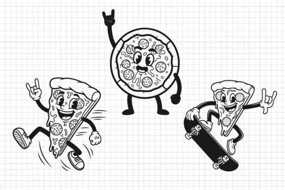 Cool Skateboard Pizza SVG Bundle: Graphics & Freebies